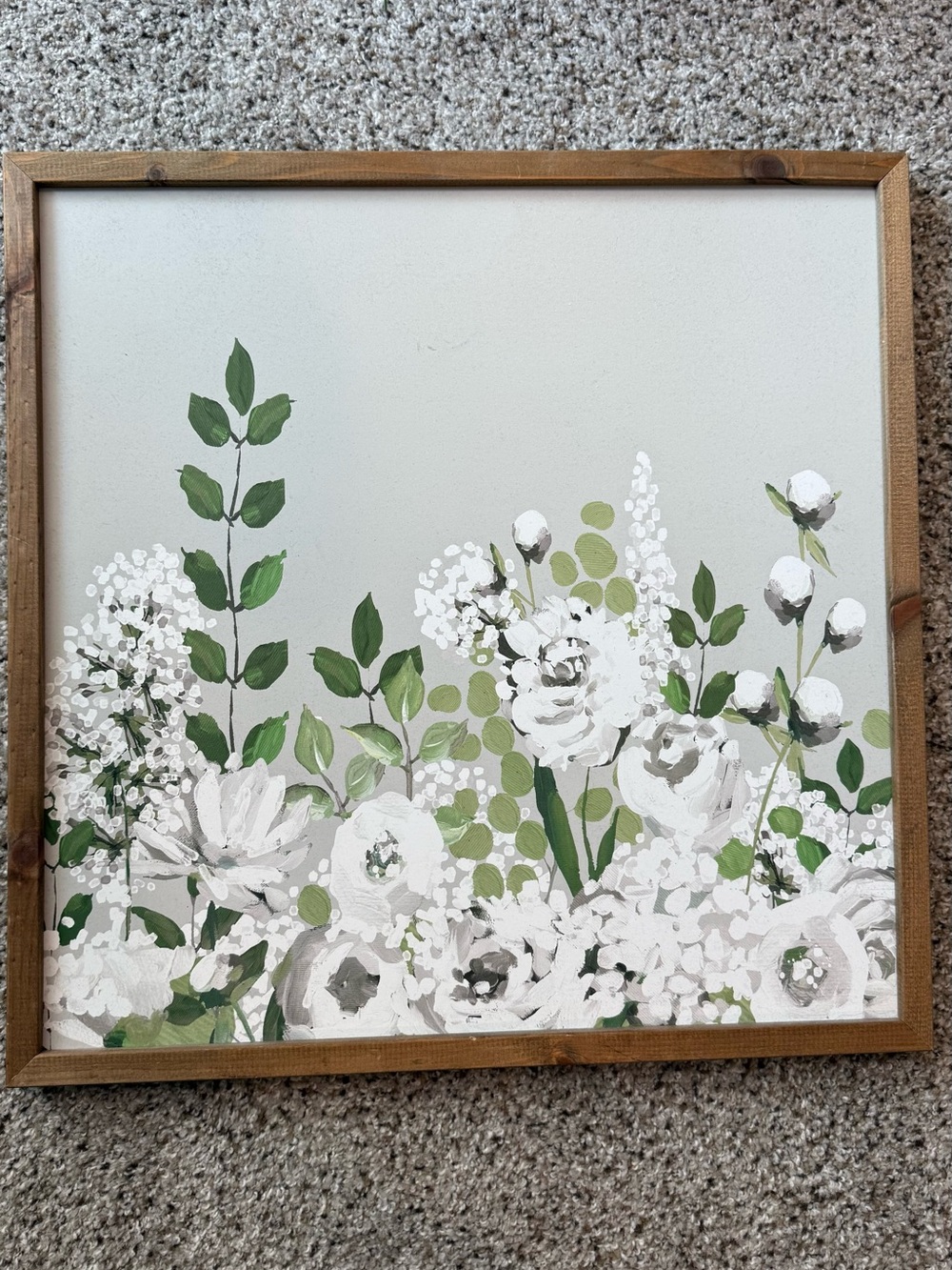 Hobby Lobby White and Green Floral Canvas Wall Art